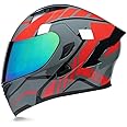 Woljay Full Face Flip Up Motorcycle Modular Helmet Integrated Motorbike Dual Visor for Adults Men Women Moped Street Racing DOT Approved