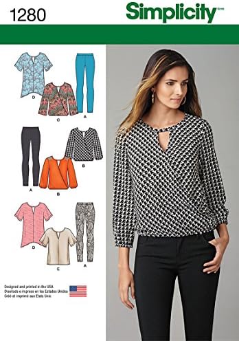 SIMPLICITY 1280 MISSES' LEGGINS, TUNIC IN 2 LENGTHS &amp; TOP (SIZE XS-XL) SEWING PATTERN