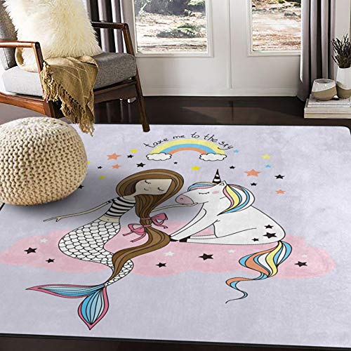 ALAZA-Cartoon-Rainbow-Cloud-Mermaid-Unicorn-Star-Area-Rug-Rugs-for-Living-Room-Bedroom-53x4 514UZHNYceL