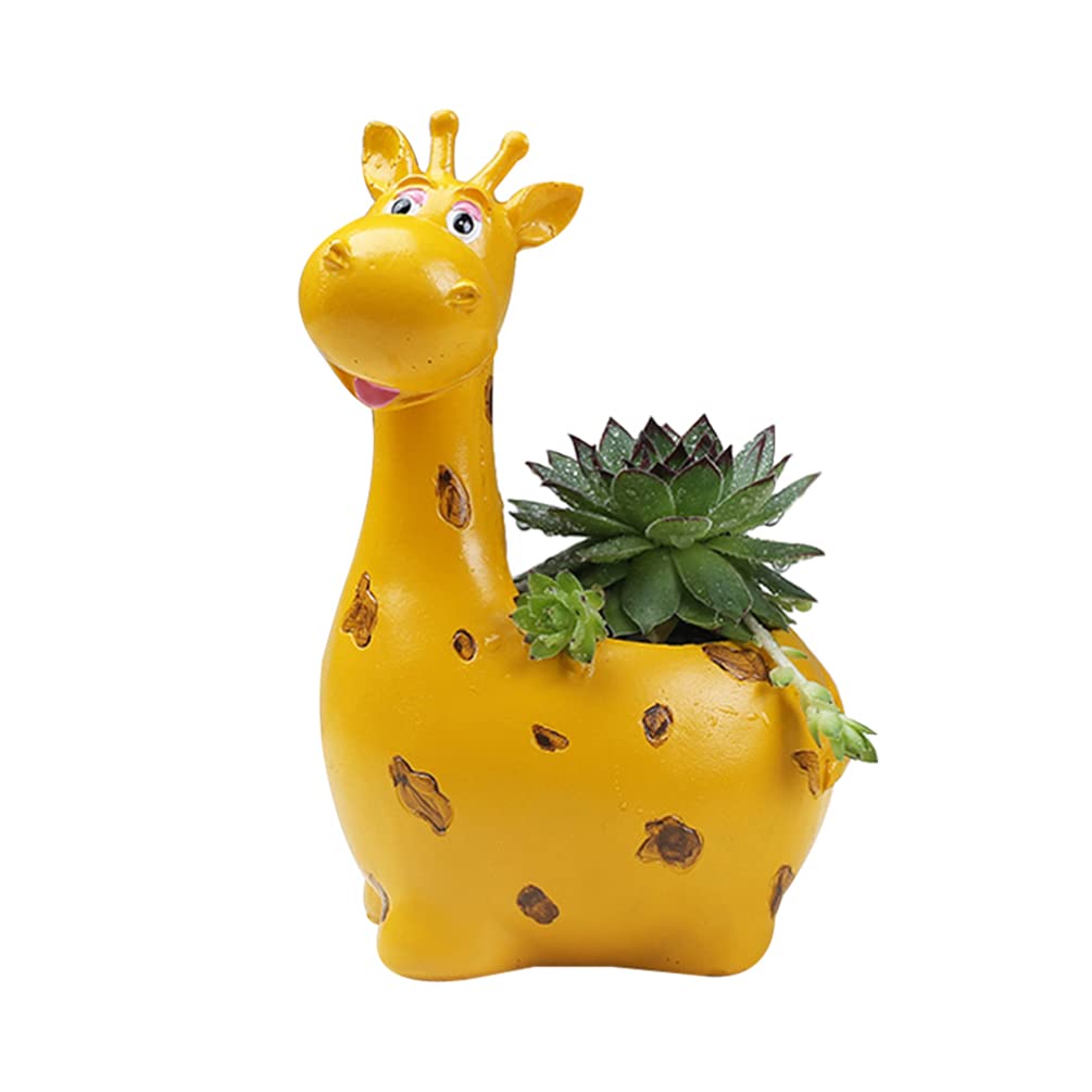 HEALLILY Animal Succulent Planter Pot - Ceramic Hippo & Giraffe Succulent Planter - Bonsai Holder, Desktop Flower Vase, Table Art Statue