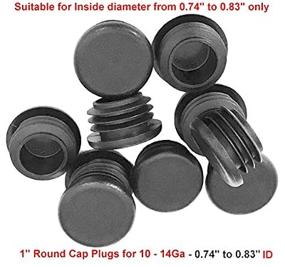 (Pack of 8) CAP PLUGS 1" (1 Inch) Round OD (10 -14 Gauge) Fits 0.740"-0.830" ID) Black LDPE Plastic FENCING Tubing Plug - Steel Furniture Pipe Tube Insert | - End Caps for Fitness Eqpt.