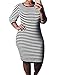 Allegrace Women Plus Size Cotton Stretch Bodycon Fitted Stripe Party Dresses Outfit