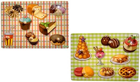 WELLSKEY Set of 2 Wooden Peg Puzzles (Sweets)