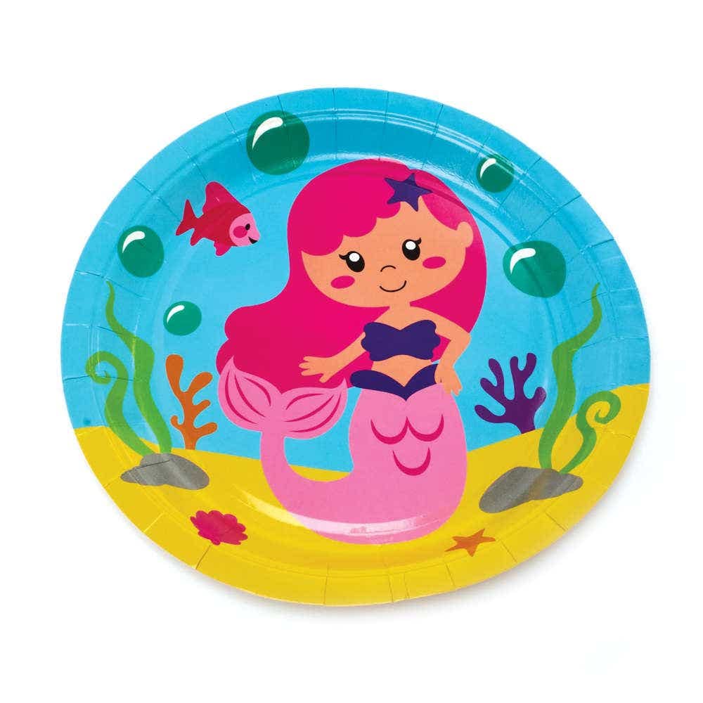 Baker Ross FC984 Magical Mermaid Party Plates - Pack of 10, Kids Plates, Birthday Party Plates, Paper Plates, Magical Mermaid Party Plates
