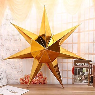 Diy Christmas Decorations 90cm Plating Nine Pointed Star Hexagonal
