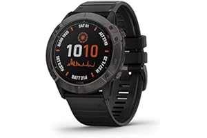 Garmin fenix 6X Pro Solar, Premium Multisport GPS Watch with Solar Charging Capabilities, Features Mapping, Music, Grade-Adjusted Pace Guidance and Pulse Ox Sensors, Dark Gray with Black Band