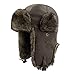 LETHMIK Winter Faux Fur Hunting Hat Unisex Trapper Russian Aviator Trooper Hat Cracking Brown Regular size 7 1/4 - 7 5/8 22 3/4 - 24 IN