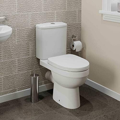 Curved Bathroom Toilet Close Coupled Modern WC Soft Close Seat Dual Flush Cloakroom White Gloss Ceramic