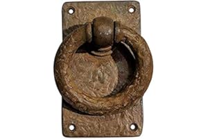 Adonai Hardware"Adonikam" Antique Heavy Duty Cast Iron Front Entry Sturdy Ring Medieval Door Knockers (1 Pack, Rust Living) for Vintage Wooden Barn Shed Doors, Gates, Fences, Furniture and Farmhouse