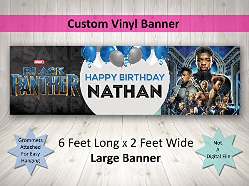 Black Panther Birthday Banner Personalized Custom Black Panther Party Decoration Large 2FTx6FT
