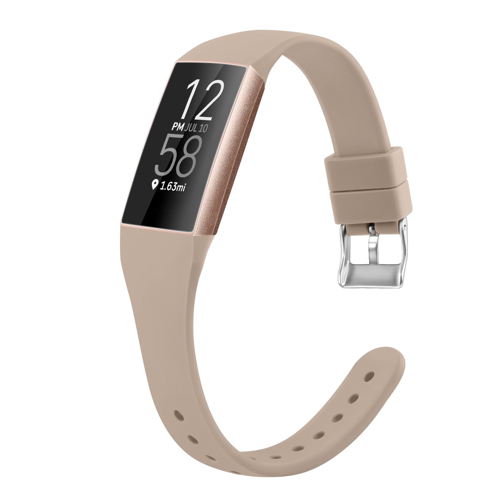 AMCC Slim Soft Silicone Replacement Band for Fitbit Charge 3/Charge 4 Straps (Milk Tea)