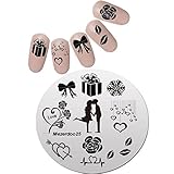Mezerdoo Round Stainless Steel Rose Heart Nail Plates Pretty Valentine Lovers Nail Stencils