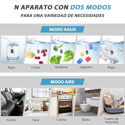 Smart Ozone Generator, 60000mg/h Ozone Generator for Water and Air, Air Purifier with Timer, Ozone Machine for Bathroom, Kitchen, Smoke, Cars, Pets, Fruits, Vegetables