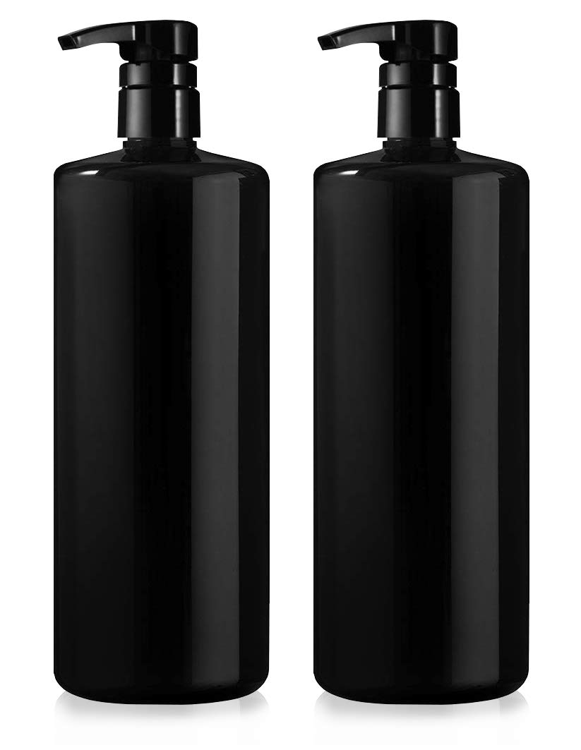 BAR5F Empty Shampoo Bottles with Pump, Black, Great 1 Liter/32 Ounce Refillable Dispensing Containers for Conditioner, Body Wash, Hair Gel, Liquid Soap, DIY, Gloss Finish (Pack of 3): Health & Personal Care