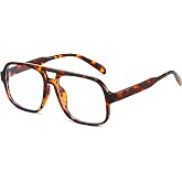 Breaksun Oversized Square Aviator Glasses for Women Men Big Frame Retro Blue Light Blocking Glasses Vintage Style