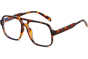 Breaksun Oversized Square Aviator Glasses for Women Men Big Frame Retro Blue Light Blocking Glasses Vintage Style