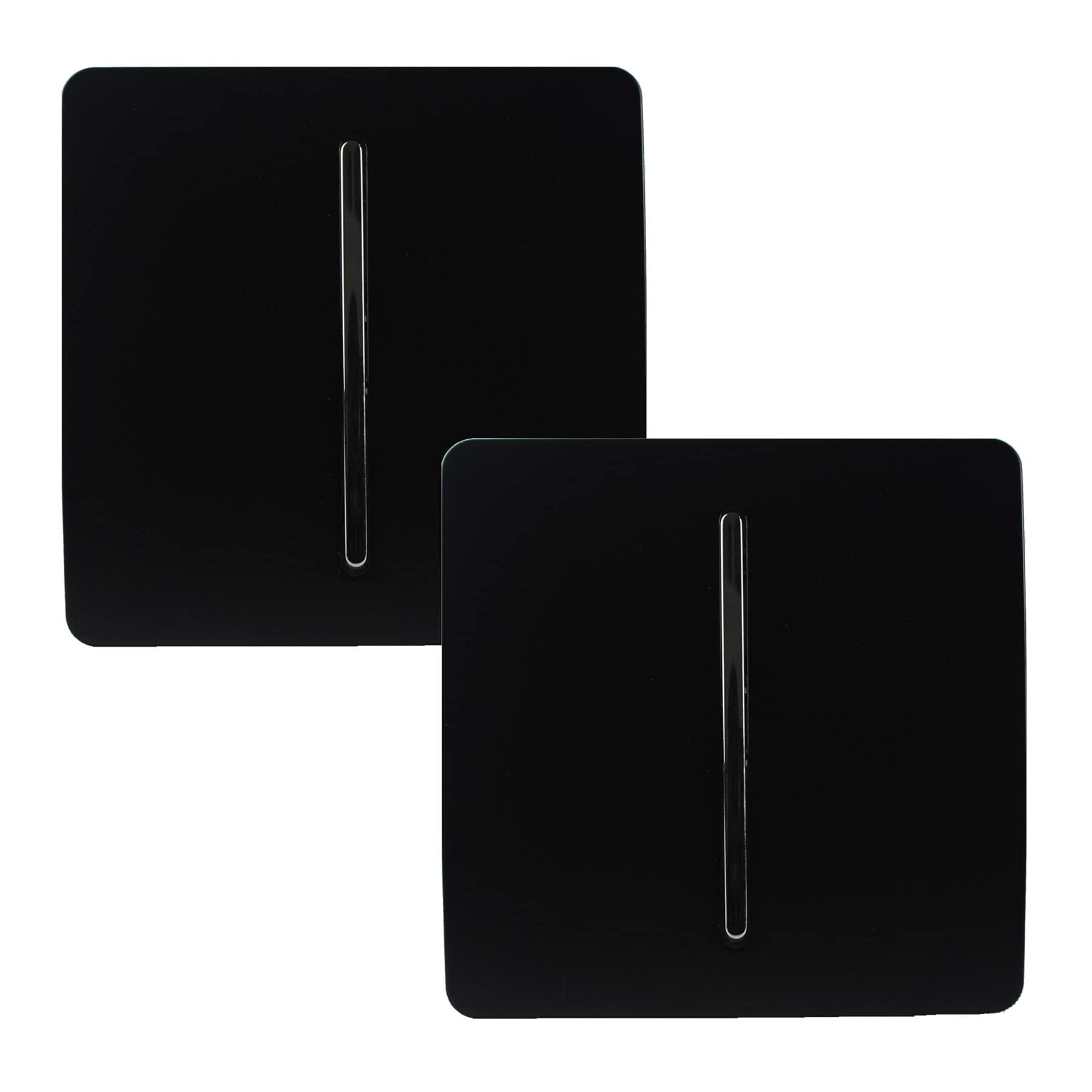 Trendi 1 Gang 2 Way Artistic Modern Glossy 10 Amp Rocker Tactile Light Switch Matt Black (2 Pack)