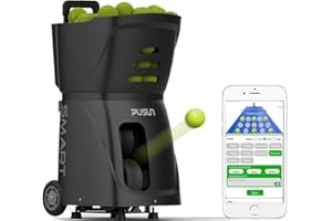 PUSUN PT-Smart Tennis & Padel Ball Machine, App Control, 28/20 Drill Points, 12/14 Training Modes, 12-75 MPH, 1.8-8s/Ball, 10