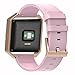 Henoda Compatible with Fitbit Blaze Bands Leather Small Large Strap Smart Fitness Watch Band Women Men (6. A Pink Band and Rose Gold Frame, Small: 5.7