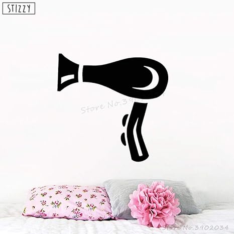 Zhuziji Wall Decal Barber Shop Hair Dryer Vinyl Wall Stickers