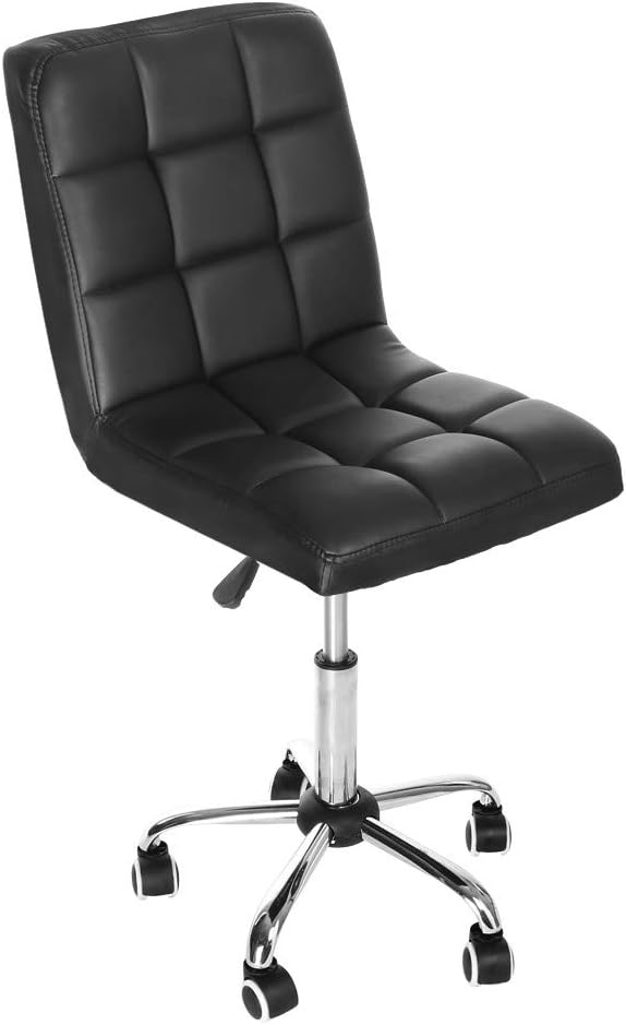 Hmlai Mid-Back Black Quilted Vinyl Swivel Task Chair,Office Lift Chair,Beauty Salon Chair
