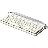 Odpaltoy Retro Typewriter Mechanical Keyboard with Tablet Stand, 100 Keys LED Backlit, ABS+PBT Keycaps, Wired/Bluetooth, Blue Switch, Compatible with Windows/Mac/iOS/Android(Ivory Butter Color)