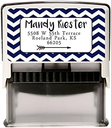 Beautiful Case – Beautiful Impression – Self Inking Address Stamp – Navy Blue Chevron
