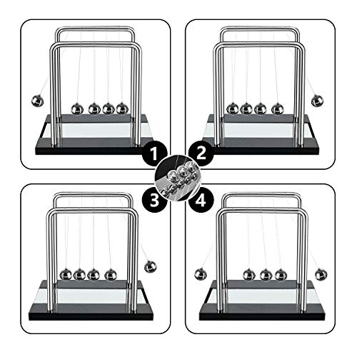 DOTSOG Oversized Newton's Cradle, Desk Table Decor Metal Pendulum Ball