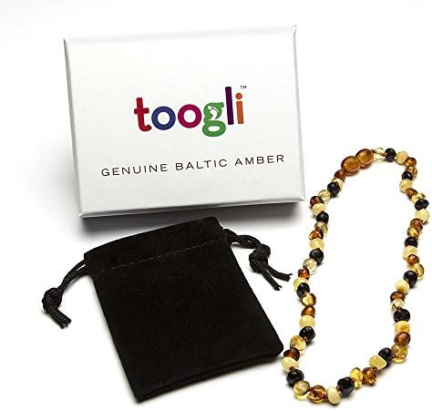 Baltic Amber Teething Necklace by Toogli - Soothing Natural Pain Relief for Your Baby - FREE Teething Survival Guide Bonus Ebook - Certificate of Authenticity - No Hassle 100%
