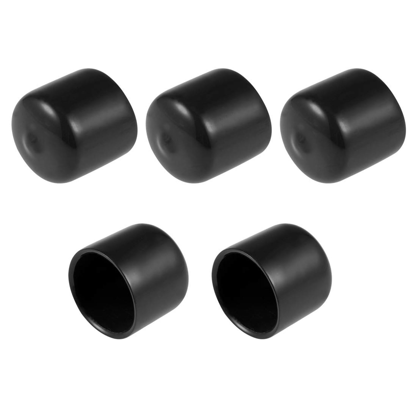 TA-VIGOR 5Pcs Rubber End Caps, 22mm ID Round Flexible Screw End Caps Thread Protectors, Black Vinyl Bolt Covers Rubber Covers for Screws, Tubes, Cables, Wires, etc