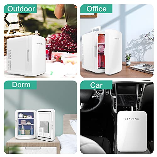 CROWNFUL Multifunctional Mini Fridge, 10 Liter/12 Can Portable Cooler and Warmer Personal Fridge