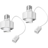 Light Socket Outlet Adapter with USB Port, Porch Light Socket for Use with Smart Bulbs, Light Bulb Socket Extender Compatible with Wyze Cam v3, Blink Mini, LED Light Strips 5V 1.5A (2-Pack)