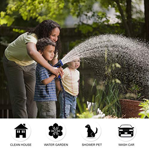 KAREEME Garden Hose 50FT Expanding Water Hose with 9 Function Spray Gun, Flexible Garden Hose Pipe with 3 Three Layer Latex core, 3times Expandable, Anti-Leakage, Lightweight, Easy Storage