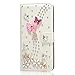 iPhone 6 Plus Case (5.5)- Mavis's Diary 3D Handmade Bling Crystal Rhinestone Diamond Butterfly Flower PU Leather Wallet Case Magnetic Clasp Credit Card Holder Folio Case with Dust Plug - White
