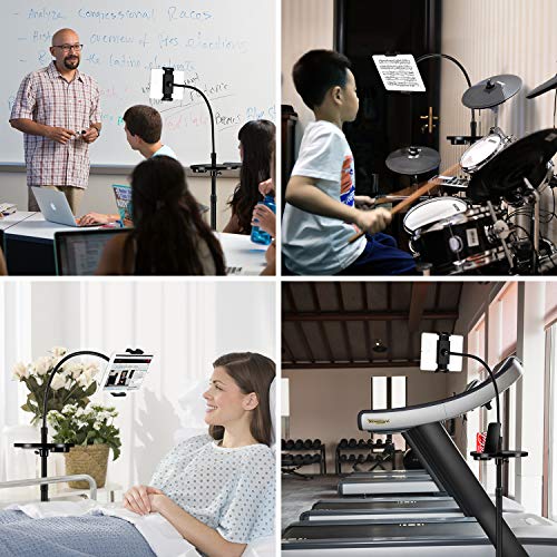 Viozon Gooseneck Tablet Floor Stand with a Portable Tray for 7~10 Inch Tablets and 3.5~6inch Smart Phones, Such as Tablet PCs, iPhone X,iPad, iPad Mini, iPad Air,New iPad Pro(9.7inch), Galaxy, Nexus