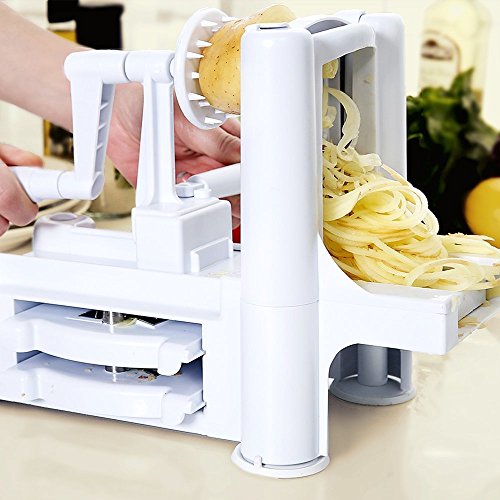 Culinary King Tri-Bade Vegetable and Fruit Spiral Slicer and Spiralizer with Free Bonus Tomato and Onion Dicer for Zucchini, Pasta, Spaghetti, and Vegetarian Cooking