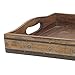 Stonebriar Rectangle Natural Wood Serving Tray with Black Metal Trim and Rivet Detail, Rustic Butler Tray, Unique Serving Tray, Centerpiece for Coffee Table, or Candle Holder 17.8