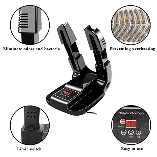 ewinever Electric Shoe Dryer Warmer,Portable Foldable Scalable Sterilizable Heater with Intelligent Timer for Shoes Boots Gloves Helmet Socks