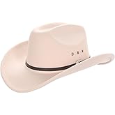 IDASHPO Vintage Western Cowboy hat, Felt hat with Ventilation Holes and Buckle Strap Design, Shiny Unisex Rodeo Fedora hat