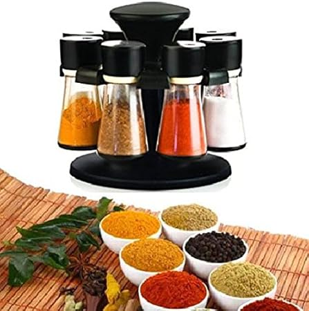 Ophion - Estante giratorio de 8 tarros para especias y hierbas de plástico para masala, caja de especias: Amazon.es: Hogar