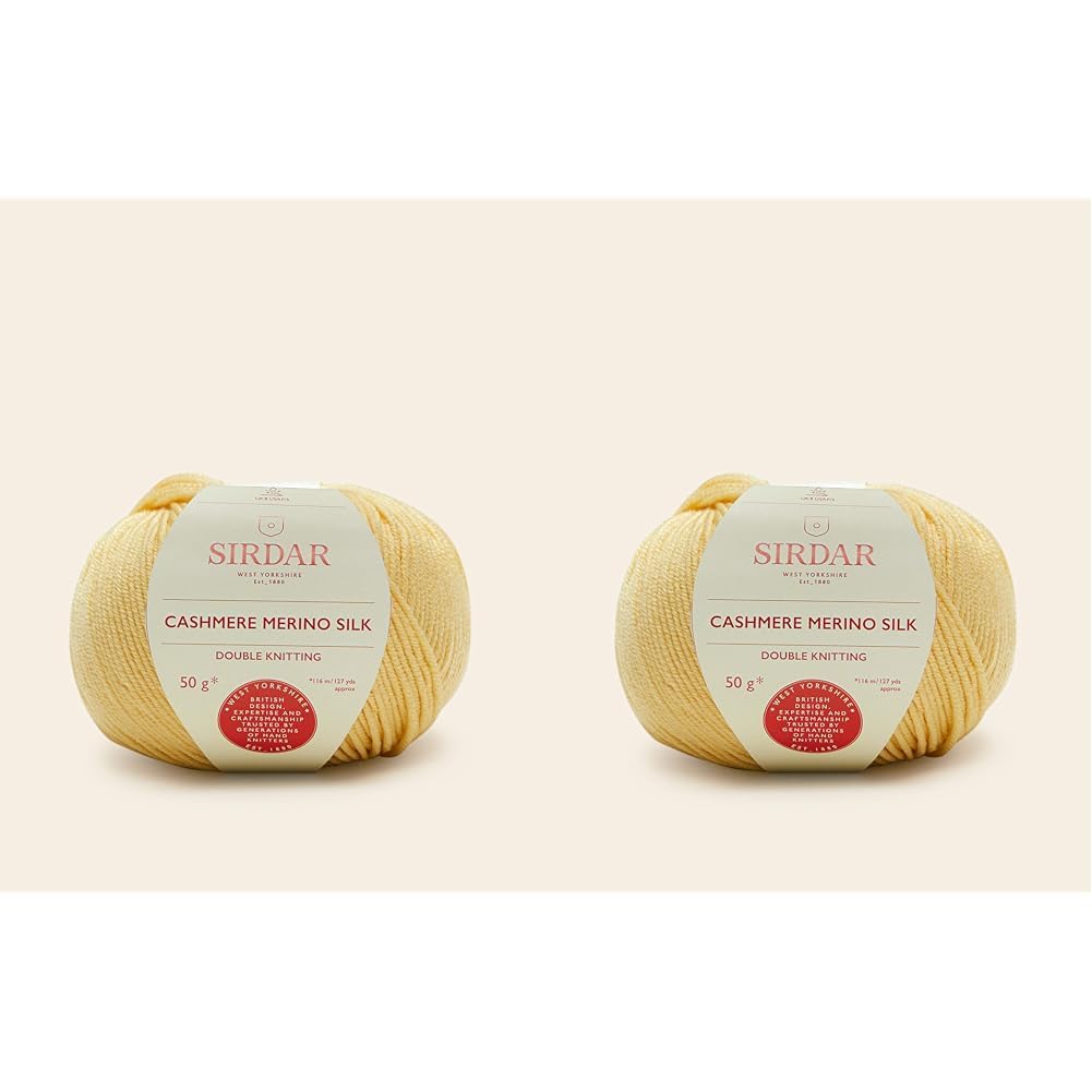 Sirdar Cashmere Merino Silk DK Double Knitting, Morning Yellow (413), 50g (Pack of 2)