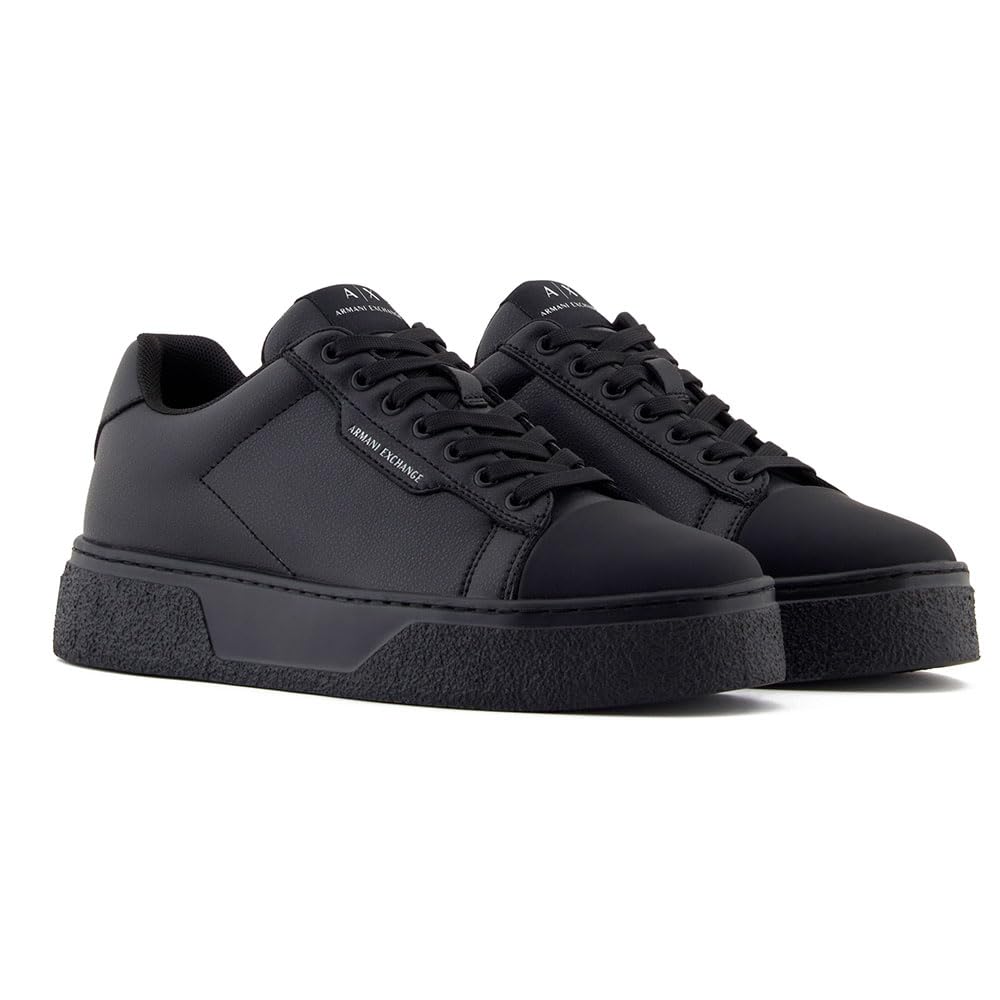 Armani Exchange Men’s Lion Chunky Sneaker, Black, 13