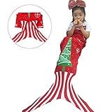 NOPTEG Kid Mermaid Knitted Blanket Living Room Sleeping Bag Birthday Gifts Photo Props for Camping,Sleeping,Reading,Car Trip 57 inch x 16.5 inch (Design 2, Red)