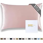 ZIMASILK 22 Momme Silk Pillowcase for Hair and Skin - 100% Pure Mulberry Silk with Hidden Zipper, Grade 6A Luxury Pillow Case for Women, Soft & Durable, Gift Box (Queen 20"x30" Pink)
