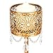 Amalfi Décor Victoria 3-Piece Antique Gold Hurricane Candle Holder Set with Crystals, Metal Pillar Wedding Accent Stand