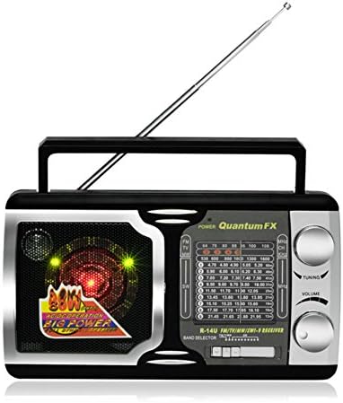 QFX R-14U Portable Radio AM/FM TV SW1-SW9 12 Band Rechargeable W/Disco Light Electronic Accessories