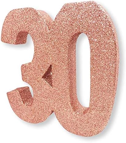 Number 30 Glitter Table Decoration Rose Gold, 20cm
