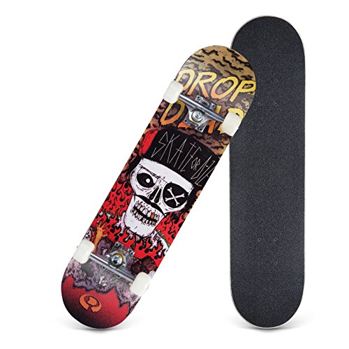 Karriw Skateboard 31 Inch Complete Standard Skateboard 8 Layer Maple Skateboard Deck with Sports Outdoors Durable Skate Board for Kids Beginners (Pirate B) - Thumbnail 4