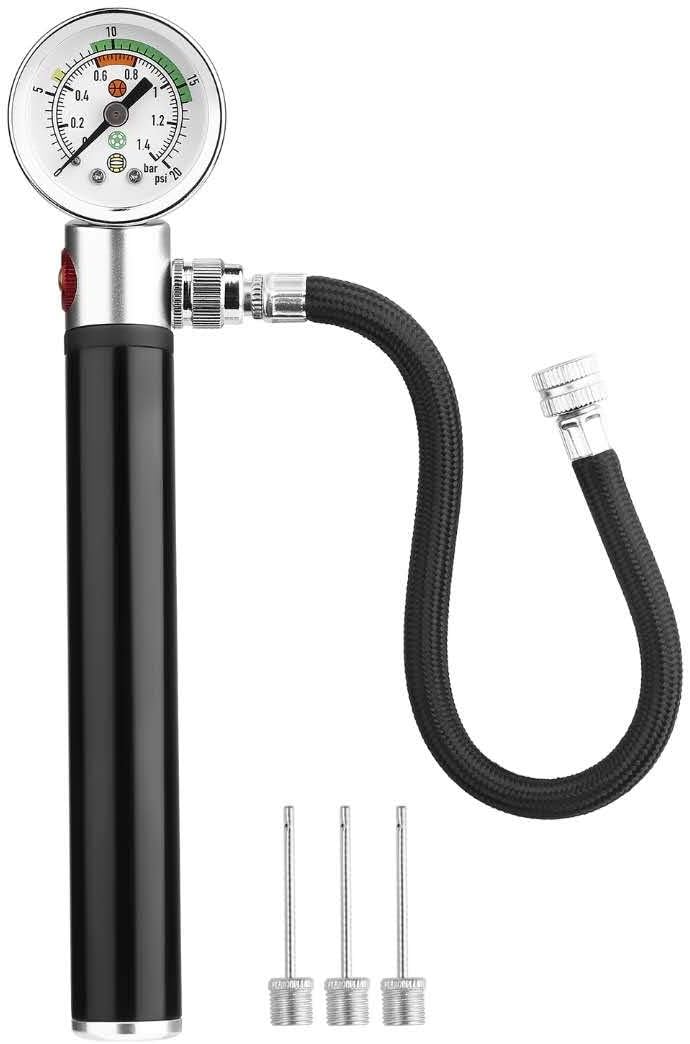 Apaix Ball Pump with Pressure Gauge, Portable Air Inflator Pump w/Air Release Valve for Basketball, Soccer, Volleyball