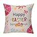 Easter Decorative Throw Pillow Covers - Set of 4 , 18 x 18 inch - Cute Easter Bunny & Eggs Pillowcase Holiday Home Decoration